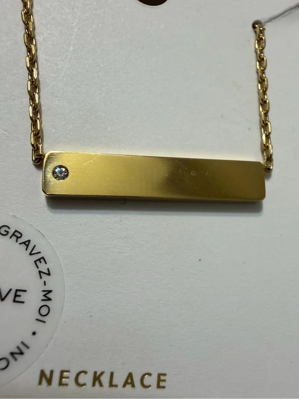 Fossil Gold Bar Necklace with Accent Crystal